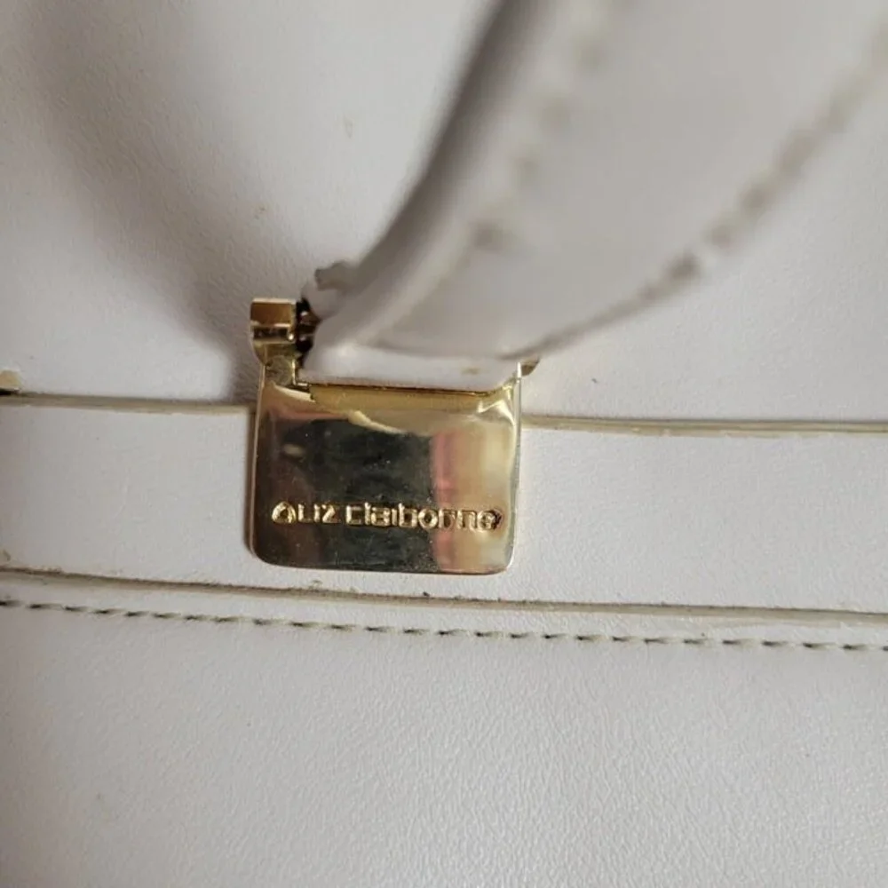 Liz Claiborne Accessories Bag handbag faux leather double strap Purse Beige EUC